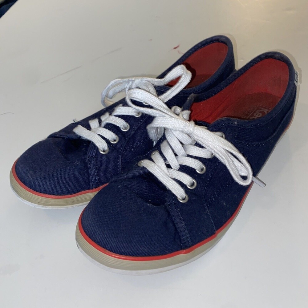 Keds Coursa Ltt Women's Canvas Lace-Up Sneaker Shoe Blue Red Trim Size 8 Wf52267